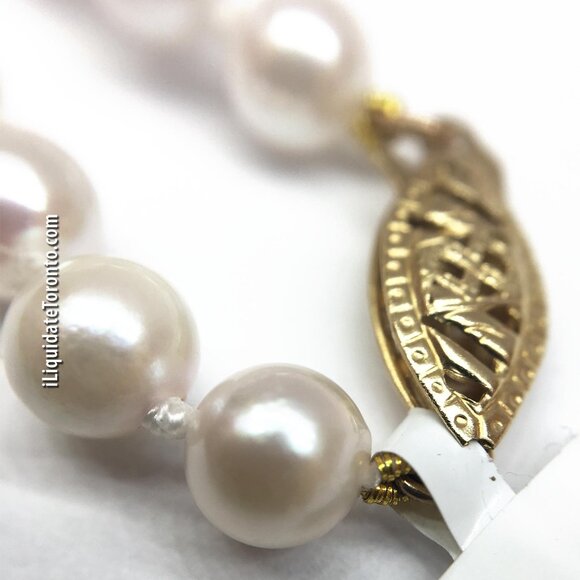 Single Strand Cultured Pearl Necklace Choker with 14K YG Clasp - Picture 5 of 11